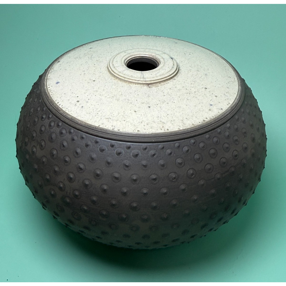 Signed Chris Wolff Raku Art Pottery Vase Round is Good Series Colorado Textured